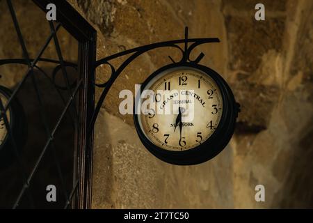New York train station clock mounted on the wall Stock Photo