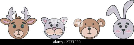 Cute baby animal characters clip art Stock Vector
