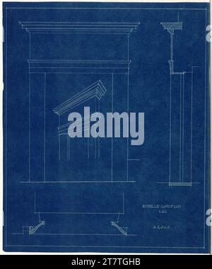 Adolf Loos (Entwerfer in) Haus Champs Elysées No 37, Portaldetail. Blueprint Stock Photo