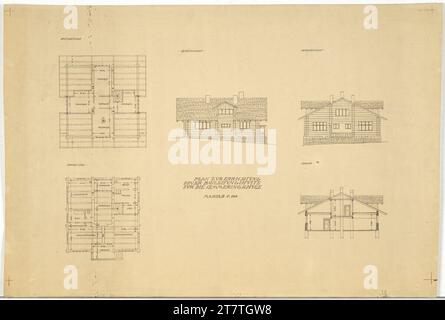 Adolf Loos (Entwerfer in) Line management hut for the Black Forest School I, Semmering, municipality of Breitenstein, Lower Austria, submission plan. Print around 1912-1913 Stock Photo