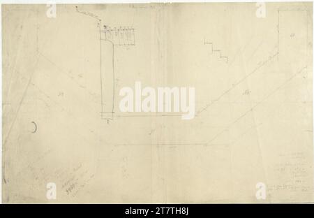 Adolf Loos (Entwerfer in) Black Forest School I, Semmering, Breitenstein municipality, Lower Austria (on the slope of the Pinkenkogel), floor plan, cut, sketches. Leading paper paper; Pencil 1911-1912 , 1911/1912 Stock Photo