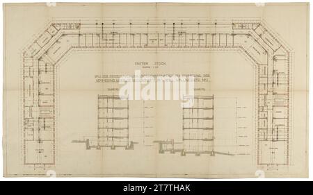 Adolf Loos (Entwerfer in) Black Forest School I, Semmering, Breitenstein municipality, Lower Austria (on the slope of the Pinkenkogel), 1st floor, cuts R S, Pa. Colored pland pressure 1911-1912 , 1911/1912 Stock Photo