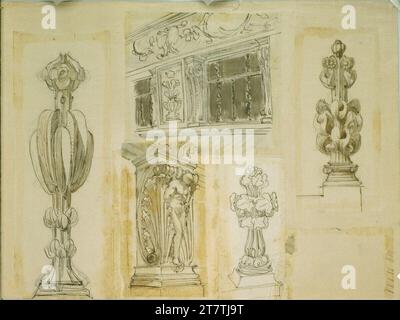 Alfred Castelliz (Zeichner in) Approach (architecture detail), open. Paper, fine; Pencil preliminary and spring drawing (black) Stock Photo