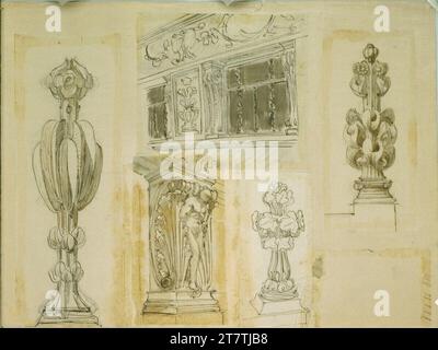 Alfred Castelliz (Zeichner in) Approach (architecture detail), perspective. Paper, fine; Pencil preliminary and spring drawing (black) Stock Photo