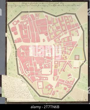 Johann Aman (Architekt in) Vienna I, Hofburg, Aman reconstruction, reconstructed floor plan of the city of Vienna between 1276 and 1308. Graphite (presentation); Feder in black; multicolored 1823 , 1823 Stock Photo