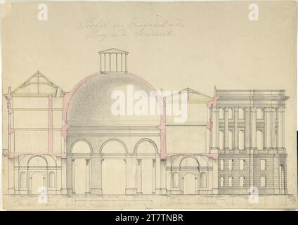 Johann Aman (Architekt in) Vienna I, Hofburg, Michaelertrakt, cut. Pen in black, chalk shades, pink and yellow hatched 1814 , 1814 Stock Photo