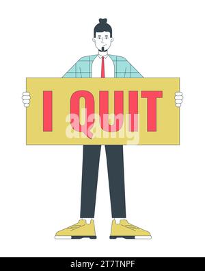 Decision to quit job 2D linear illustration concept Stock Vector