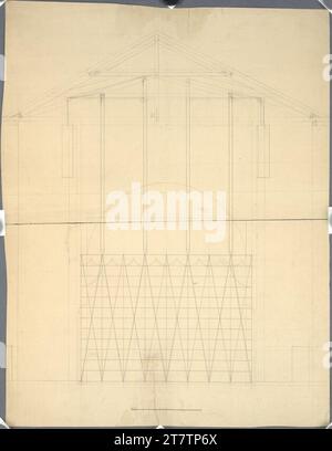 Johann Aman (Architekt in) Vienna I, Hofburg, Old Burgtheater, cut through the stage with the lifting plants of the new Iron Kartine. Graphite; Feder in black and red 1824 , 1824 Stock Photo