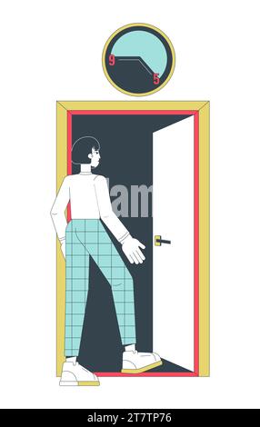 Avoid working longer hours 2D linear illustration concept Stock Vector