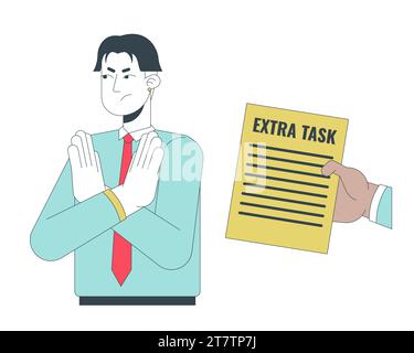 Rejecting extra task 2D linear illustration concept Stock Vector