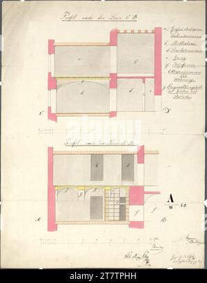 Johann Aman (Architekt in) Vienna I, Hofburg, Augustinian handling tract, prelate room, cut. Graphite (presentation); Feder in black; multicolored 1834 , 1834 Stock Photo