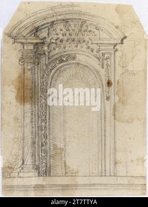 Francesco Borromini (Entwerfer in) Rome, Oratorio dei Filippini , Niche framework. Paper, fine; Graphile drawing; Drawing in graphite Stock Photo