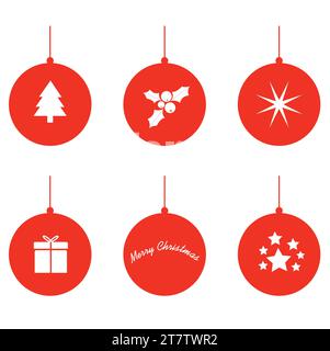 Set of decorated christmas ball ornaments on a white background Stock Vector