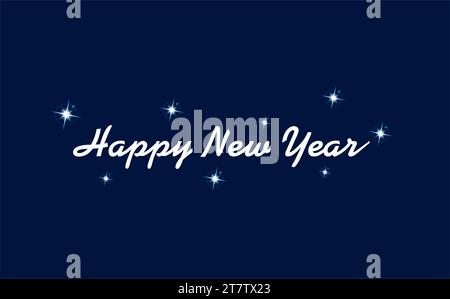 Happy new year banner with stars on a dark blue background Stock Vector