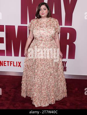 LOS ANGELES, CALIFORNIA, USA - NOVEMBER 16: Samy Burch arrives at the Los Angeles Premiere Of Netflix's 'May December' held at the Academy Museum of Motion Pictures on November 16, 2023 in Los Angeles, California, United States. (Photo by Xavier Collin/Image Press Agency) Stock Photo