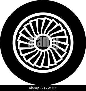 Turbine airplane turbomachine jet engine aircraft motor fan plane icon black color vector illustration image flat style simple Stock Vector