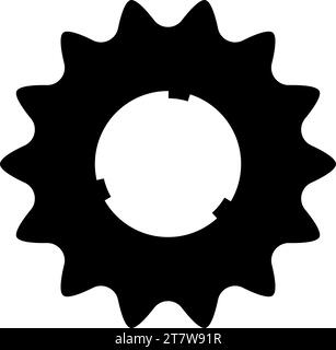 Cogset sprocket bicycle star gear service sprocket cogs wheel with teeth engages with chain icon black color vector illustration image flat style Stock Vector