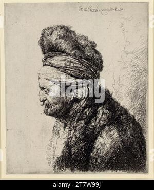 Rembrandt Harmensz. van Rijn Second oriental head. etching around 1635 Stock Photo