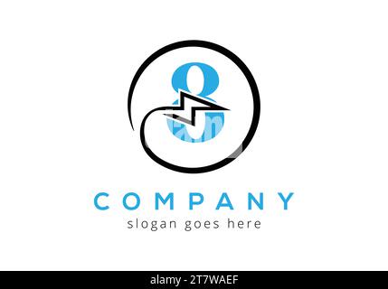 Letter 8 lighting thunder bolt Logo Design Vector Template. Electric bolt letter logo Design Stock Vector
