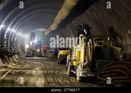 Sofia, Bulgaria - 28 June, 2023: Construction workers participate in the building of new subway line. Stock Photo