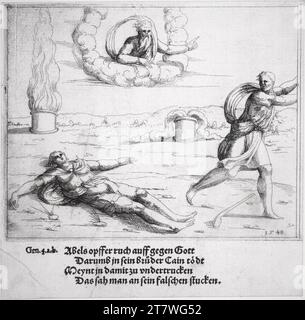 Augustin Hirschvogel Cain kills Abel. Etching, type printing 1548 , 1548 Stock Photo