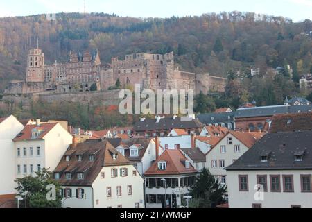 View on Heidelberg Castle Ruins at sunset Stock Photo