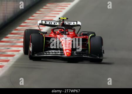 Las Vegas, USA. 17th Nov, 2023. 16th November 2023; Las Vegas, Nevada, USA. F1 Grand Prix of USA, Las Vegas; Practice Sessions; Carlos Sainz of Ferrari during P2 Credit: Action Plus Sports Images/Alamy Live News Stock Photo