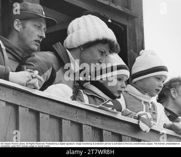 King Harald of Norway. Pictured when being crown prince with his wife Sonja 1978 together with their children Haakon Magnus and Märtha Louise. Stock Photo