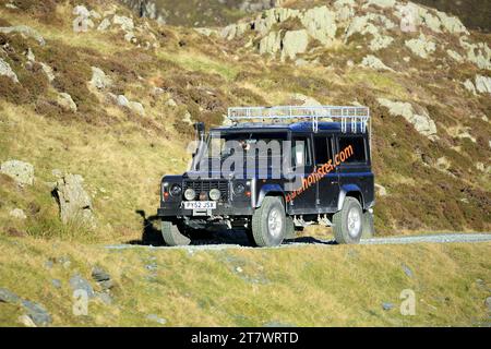 Land Rover driving off-road at the Honister slate mine in the Lake district national park Cumbria, England, UK. Stock Photo