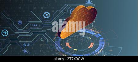Cloud computing concept.Abstract connection technology background. Hand drawn vector. Stock Vector