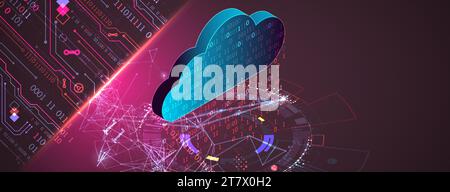 Cloud computing concept.Abstract connection technology background. Hand drawn vector. Stock Vector