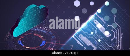 Cloud computing concept.Abstract connection technology background. Hand drawn vector. Stock Vector