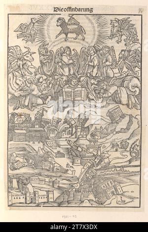 Lucas Cranach d. Ä. New Testament (Luther-Bible): Babylon's demise (Revelation of John 14, 1-8). Woodcut and type print 1522 , 1522 Stock Photo