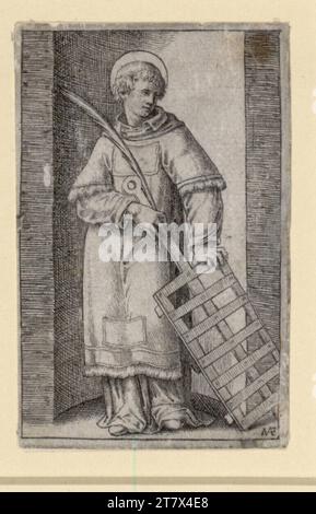 Marcantonio Raimondi Saint Laurentius. Copper engraving print around 1505 - 1515 Stock Photo