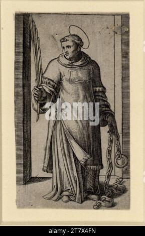 Marcantonio Raimondi Saint Laurentius. Copper engraving print around 1510 - 1520 Stock Photo