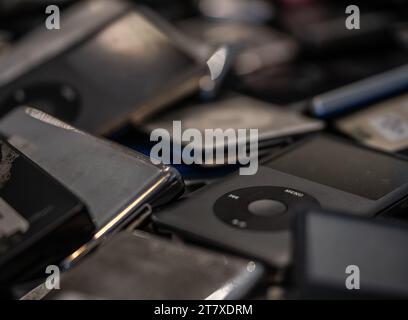 Pile of Old MP3 Player Macro Close Up Assorted Stock Photo