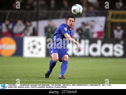 FOOTBALL - CHAMPIONS LEAGUE CUP 2005/2006 - 1ST ROUND - GROUP G - RSC ANDERLECHT v CHELSEA FC - 23/11/2005 - ASIER DEL HORNO (CHE) - PHOTO LAURENT BAHEUX / FLASH PRESS Stock Photo