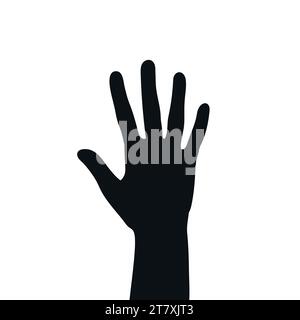 Silhouettes of a raised human hand. Palm of a hand. Vector illustration Stock Vector