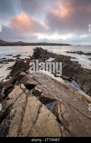 Sunset, Ferriters Cove, Dingle Peninsula, County Kerry, Munster, Republic of Ireland (Eire), Europe Stock Photo