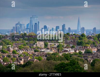 City skyline from Alexandra Palace, London, England, United Kingdom, Europe Stock Photo