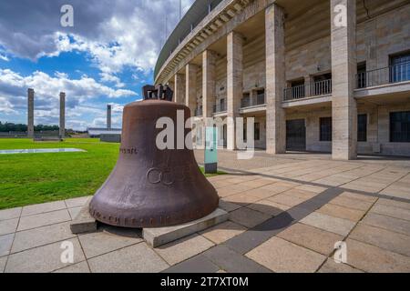 View of damaged Olympic Bell at 1936 Olympiastadion Berlin, Berlin, Germany, Europe Stock Photo