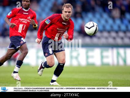 FOOTBALL - FRENCH CHAMPIONSHIP 2005/2006 - LILLE OSC v GIRONDINS BORDEAUX - 15/04/2006 - GEOFFREY DERNIS (LIL) - PHOTO LAURENT BAHEUX / FLASH PRESS Stock Photo