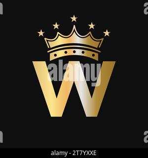 Crown Logo On Letter W With Star Icon. Luxury Symbol Vector Template Stock Vector