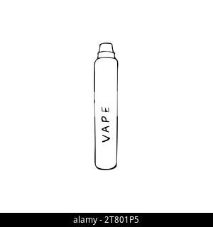 Hand drawn vaporizer. Marijuana Cannabis Liquid for Vaping. Cannabis vaporizer. E-cigarette for vaping. Isolated vector illustration on white backgrou Stock Vector