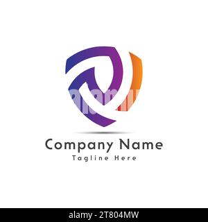 RV or PV letter shield shape creative logo design Stock Vector