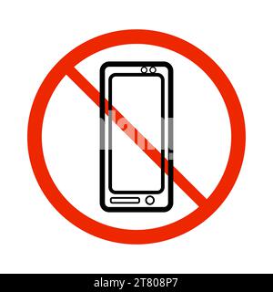 No phone sign.Silent call zone mark.Prohibition of using cellphones.Smartphone ban symbol.Silent mode handphone.Smartphone use restriction sign.Vector Stock Vector