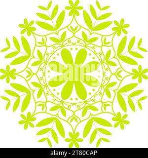 Green color floral circular mandala design. It is used for backgrounds, textile prints, wallpapers, etc. Stock Vector