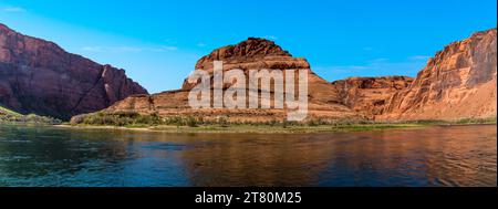 Horseshoe Bend on the Colorado river viewed from the river Stock Photo