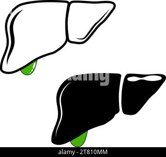 Liver black line icon. Simple outline style. Stylized pictogram for web design, or mobile app. Vector illustration. flat line symbol. Stock Vector
