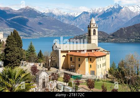 View of the Church of Sant Michele above Lake Como in Vignola